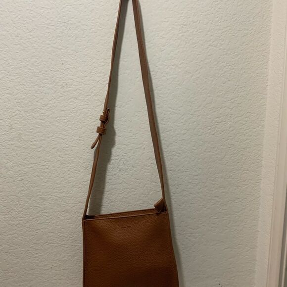 Anthropologie Remi And Reid Vegan Leather  Brown  Crossbody Bag top zip - Picture 1 of 16